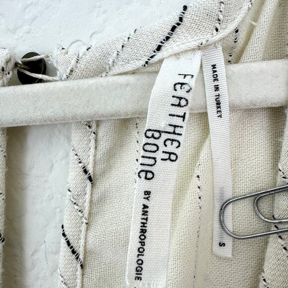 Anthro Feather Bone Womens Soleil Wrap Front Stripe Jumpsuit Sz S Metallic Ivory - Picture 3 of 10